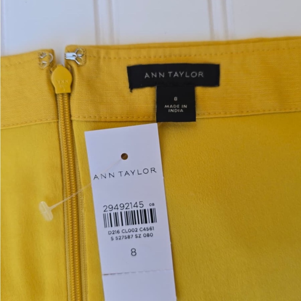 ANN TAYLOR LINEN LYOCELL WIDE LEG CROPPED JUMPSUIT IN MARIGOLD YELLOW - Picture 3 of 16